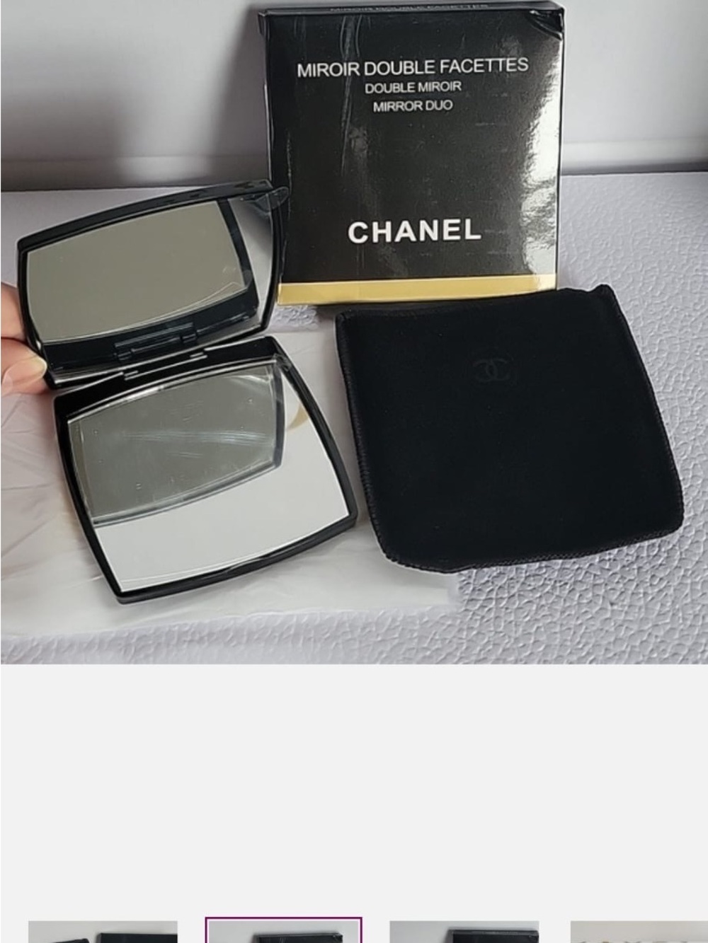 CHANEL Black Double Mirror Compact with Velvet Pouch - Picture 2 of 4
